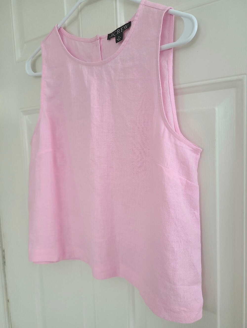 J Crew Maxine Button Back Linen Top Sleeveless Tank Size M Light Pink Cropped - Picture 3 of 10
